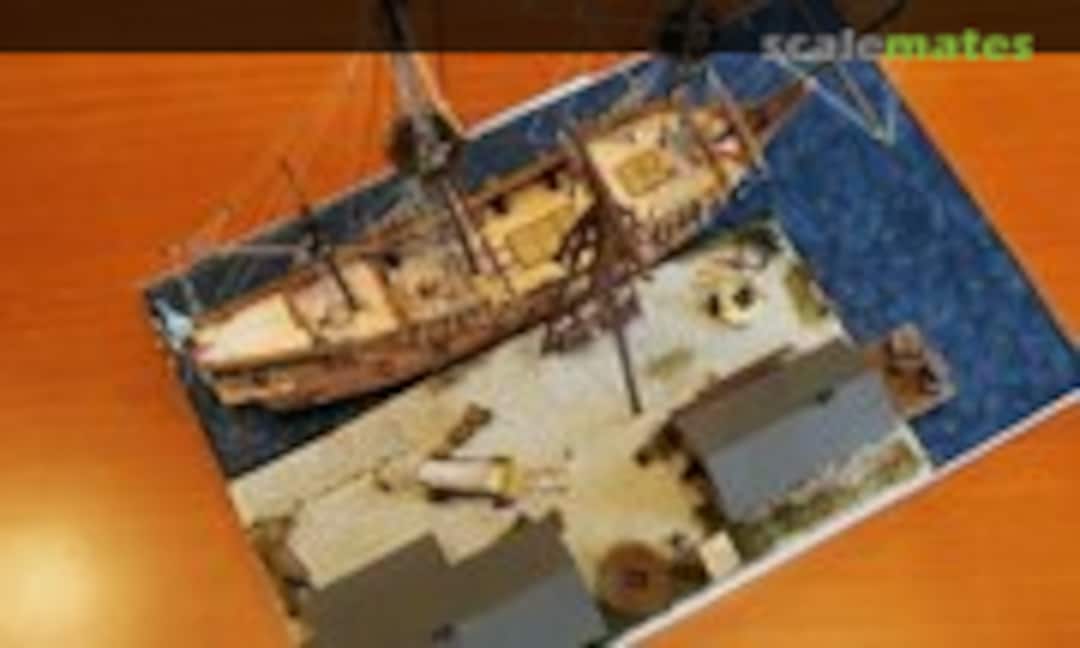 Schwedisches Pinassschiff Papegojan mit Werft 1:96