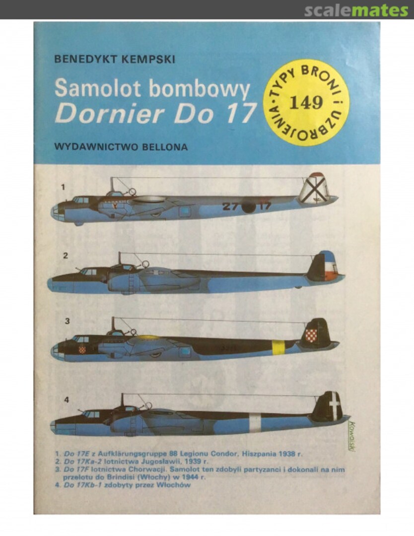 Cover Samolot bombowy Dornier Do 17 149 Wydawnictwo Bellona Cover Samolot bombowy Dornier Do 17 149 Wydawnictwo Bellona