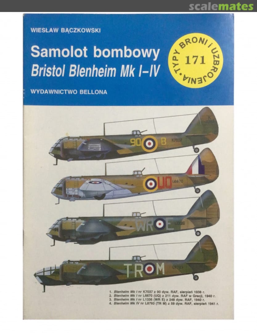 Cover Samolot bombowy Bristol Blenheim Mk I-IV 171 Wydawnictwo Bellona Cover Samolot bombowy Bristol Blenheim Mk I-IV 171 Wydawnictwo Bellona