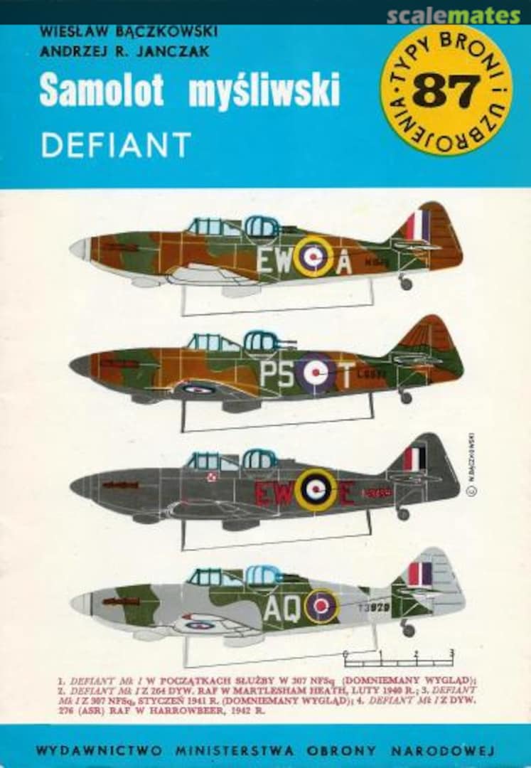 Cover Samolot myśliwski Defiant 87 Wydawnictwo MON