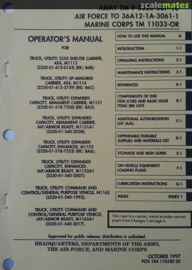 Cover TM 9-2320-387-10 OCT 1997 Truck, Utility HMMWV Family N/A Unknown Cover TM 9-2320-387-10 OCT 1997 Truck, Utility HMMWV Family N/A Unknown