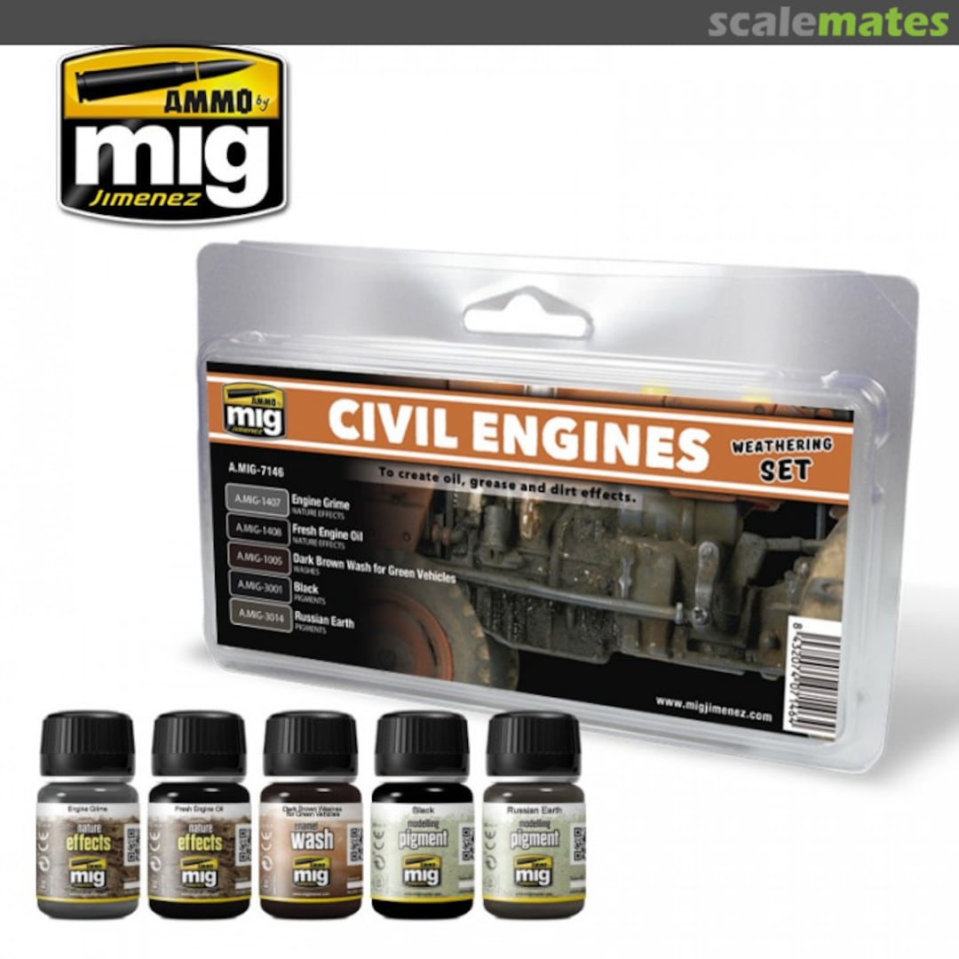 Boxart Civil Engines Weathering Set  Ammo by Mig Jimenez