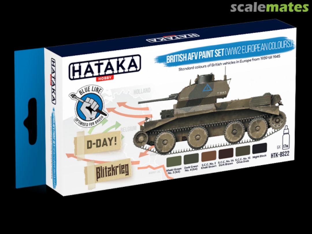 Boxart British AFV paint set (WW2 European colours) HTK-BS22 Hataka Hobby Blue Line