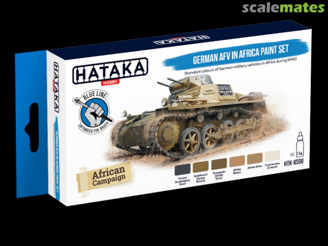 Boxart German AFV in Africa paint set HTK-BS90 Hataka Hobby Blue Line