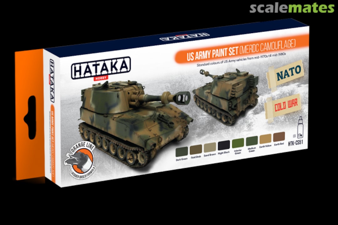 Boxart US Army paint set (MERDC camouflage) HTK-CS51 Hataka Hobby Orange Line Boxart US Army paint set (MERDC camouflage) HTK-CS51 Hataka Hobby Orange Line