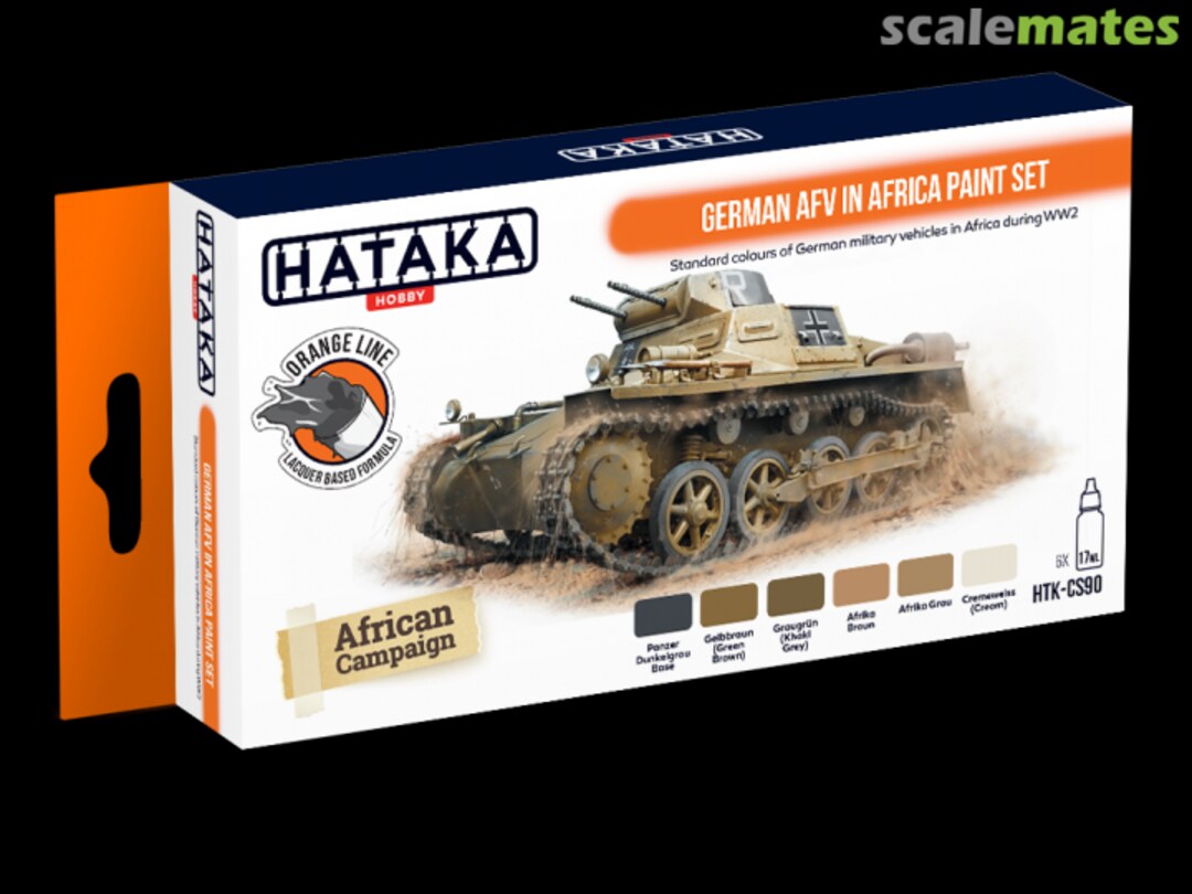 Boxart German AFV in Africa paint set HTK-CS90 Hataka Hobby Orange Line Boxart German AFV in Africa paint set HTK-CS90 Hataka Hobby Orange Line