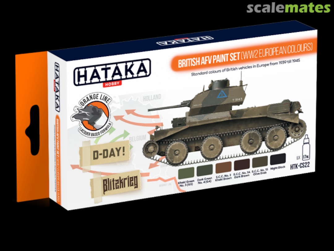 Boxart British AFV paint set (WW2 European colours) HTK-CS22 Hataka Hobby Orange Line Boxart British AFV paint set (WW2 European colours) HTK-CS22 Hataka Hobby Orange Line