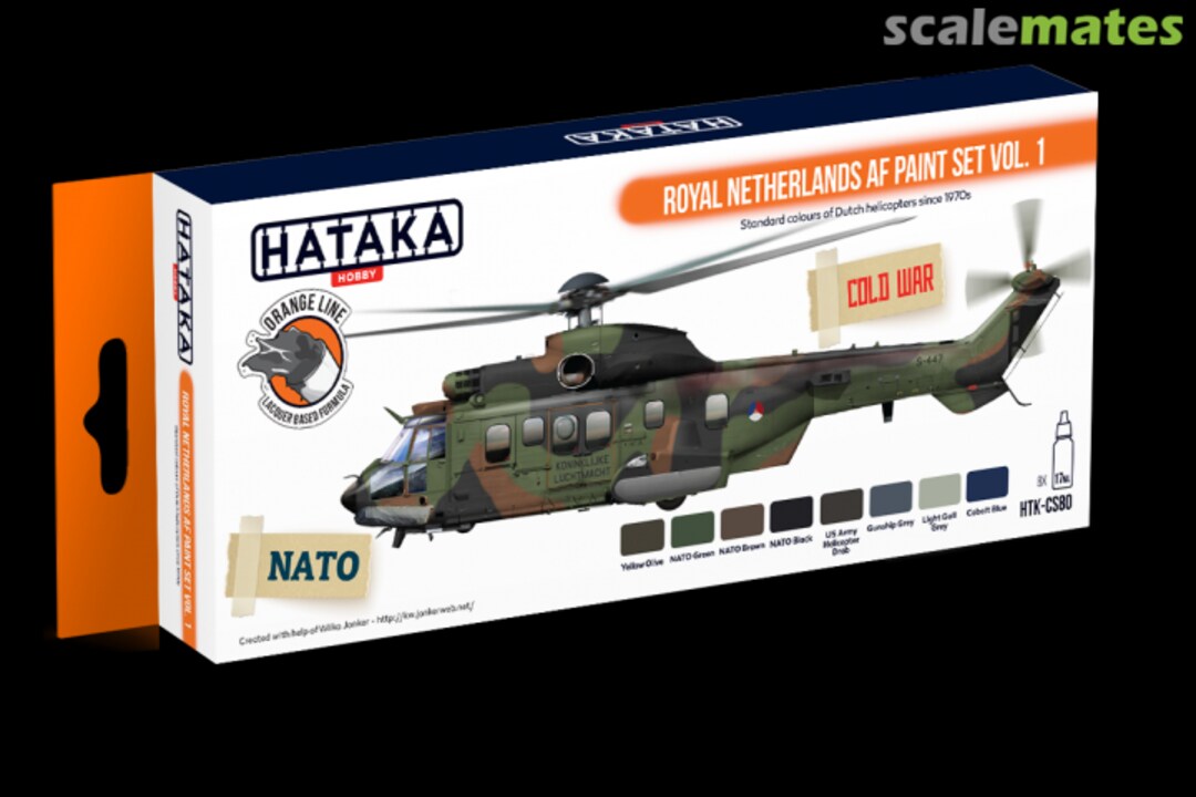 Boxart Royal Netherlands AF paint set vol. 1 HTK-CS80 Hataka Hobby Orange Line Boxart Royal Netherlands AF paint set vol. 1 HTK-CS80 Hataka Hobby Orange Line