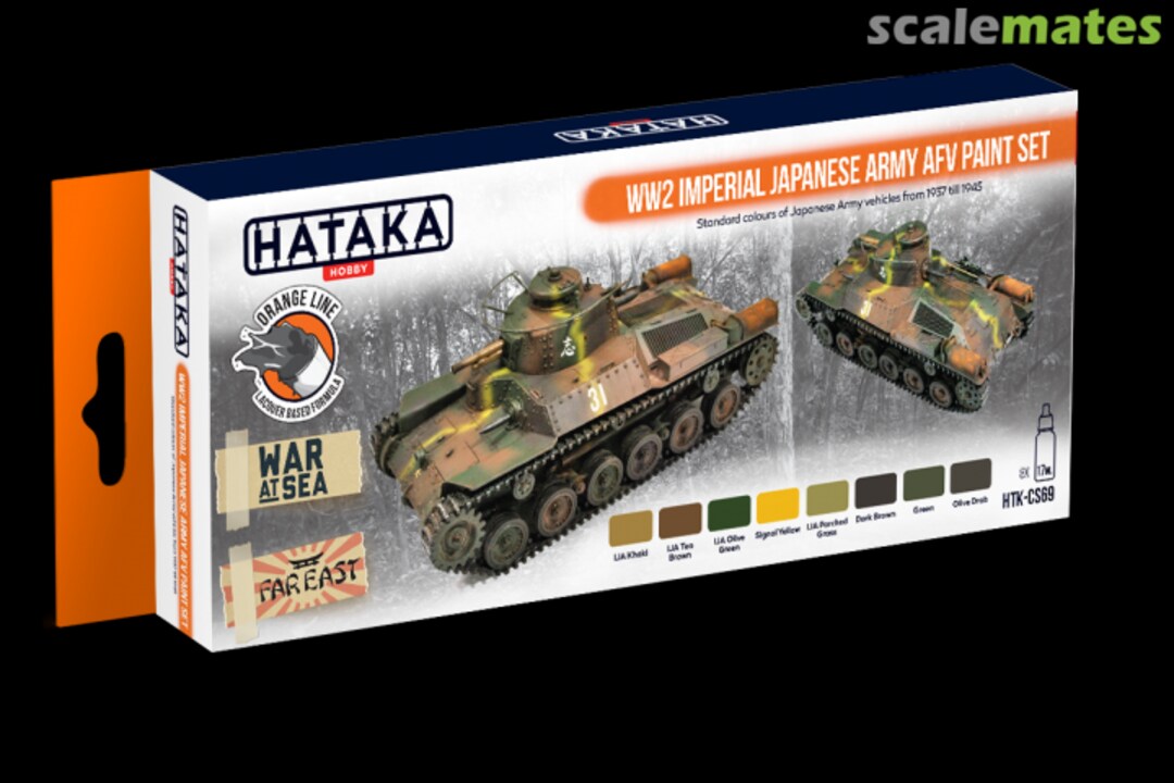 Boxart WW2 Imperial Japanese Army AFV paint set HTK-CS69 Hataka Hobby Orange Line Boxart WW2 Imperial Japanese Army AFV paint set HTK-CS69 Hataka Hobby Orange Line