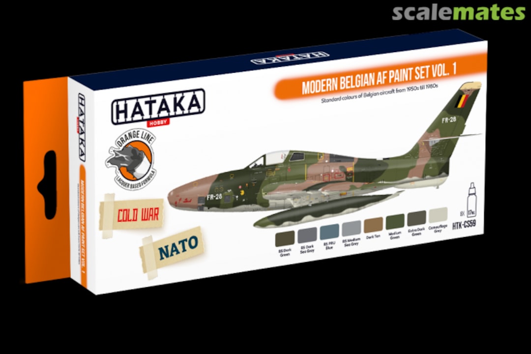 Boxart Modern Belgian AF paint set vol. 1 HTK-CS59 Hataka Hobby Orange Line