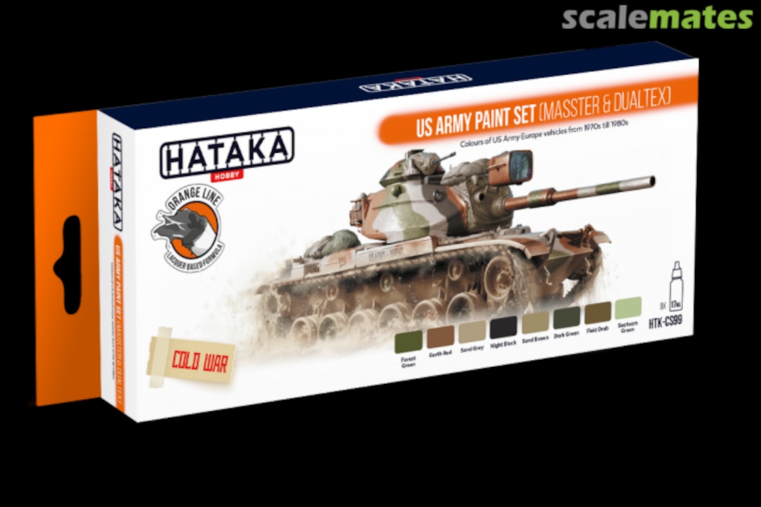 Boxart US Army paint set (MASSTER & DUALTEX) HTK-CS99 Hataka Hobby Orange Line Boxart US Army paint set (MASSTER & DUALTEX) HTK-CS99 Hataka Hobby Orange Line