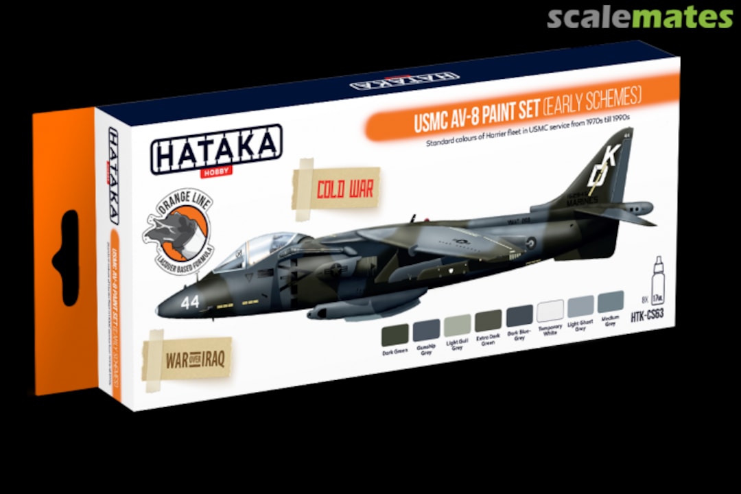 Boxart USMC AV-8 paint set (early schemes) HTK-CS63 Hataka Hobby Orange Line Boxart USMC AV-8 paint set (early schemes) HTK-CS63 Hataka Hobby Orange Line