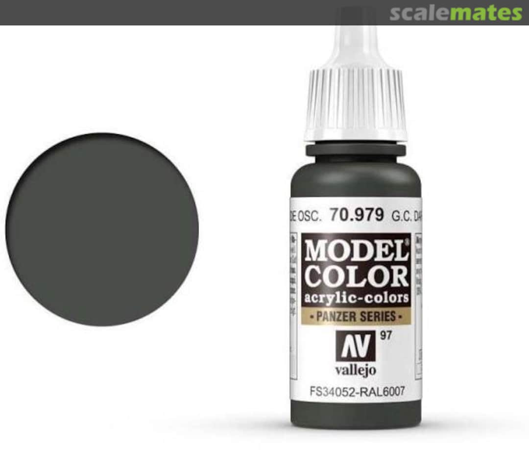 Boxart German Camouflage Dark Green - FS34052 - RAL 6007 70.979, 979, Pos. 97 Vallejo Model Color Boxart German Camouflage Dark Green - FS34052 - RAL 6007 70.979, 979, Pos. 97 Vallejo Model Color