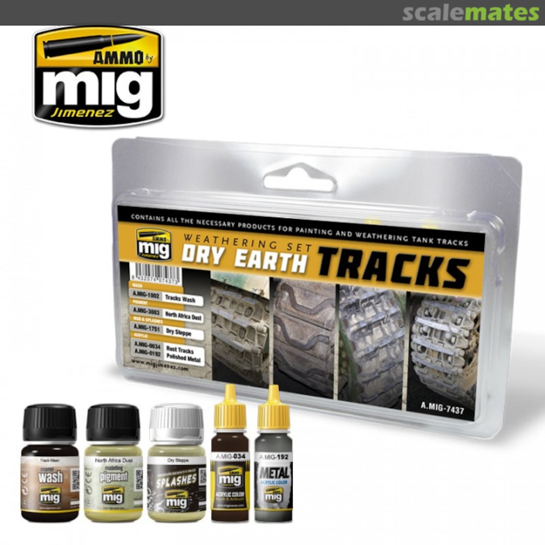 Boxart Weathering Set for DRY EARTH TRACKS Ammo by Mig Jimenez Boxart Weathering Set for DRY EARTH TRACKS Ammo by Mig Jimenez