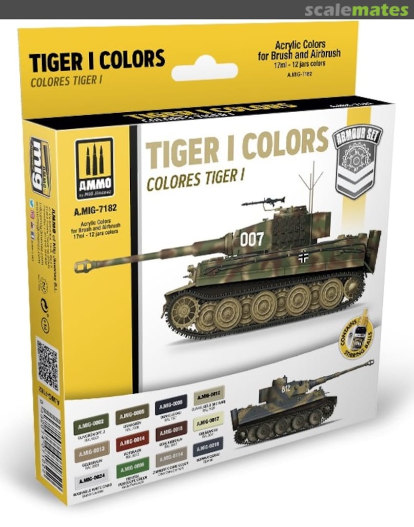 Boxart Tiger I Colors Set A.MIG-7182 Ammo by Mig Jimenez