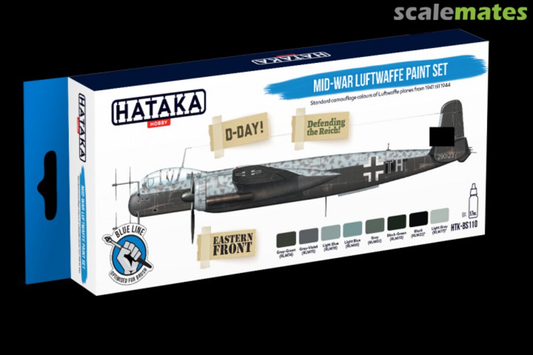 Boxart Mid-War Luftwaffe Paint Set (Blue Line) HTK-BS110 Hataka Hobby Blue Line