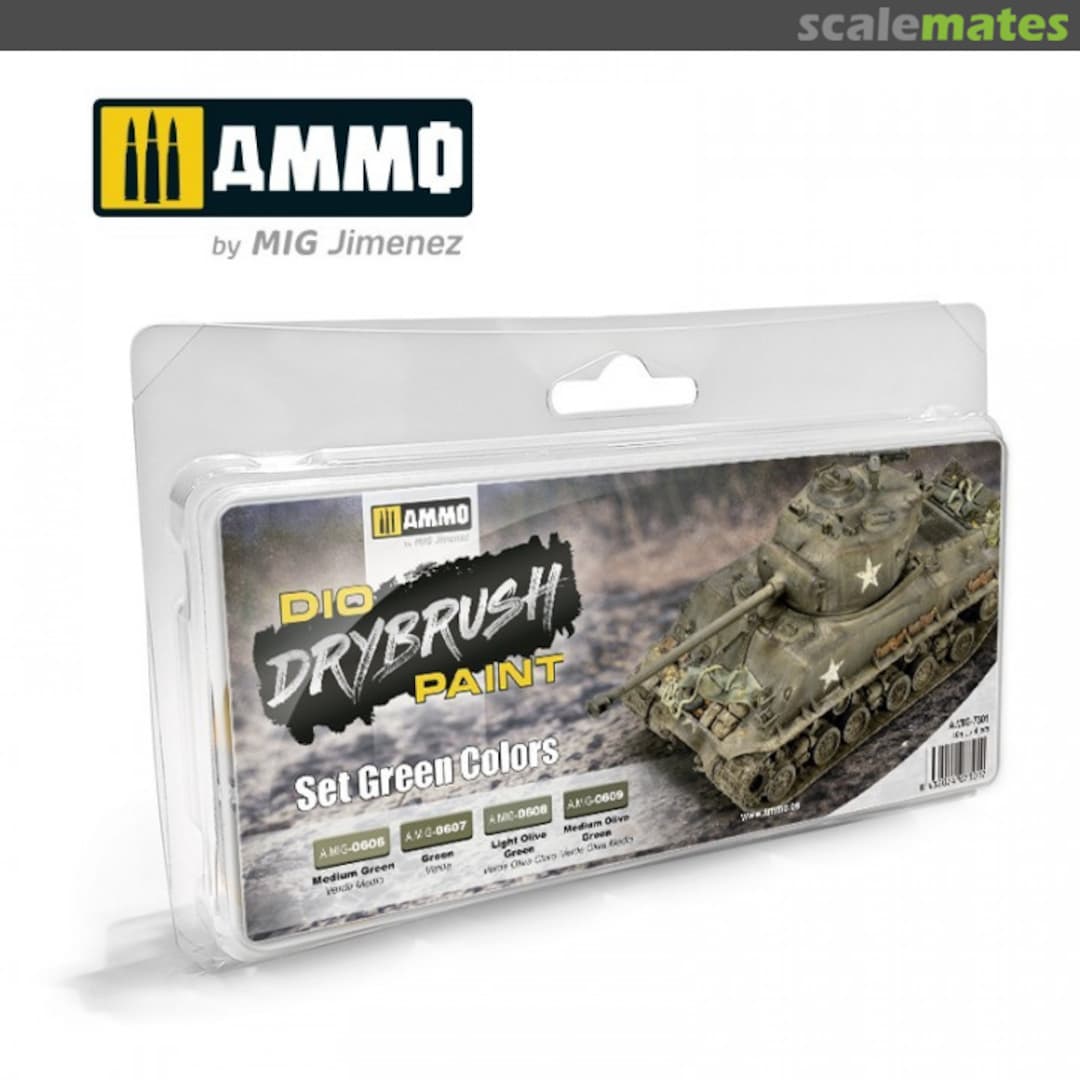 Boxart DRYBRUSH Set Green Colors A.MIG-7301 Ammo by Mig Jimenez