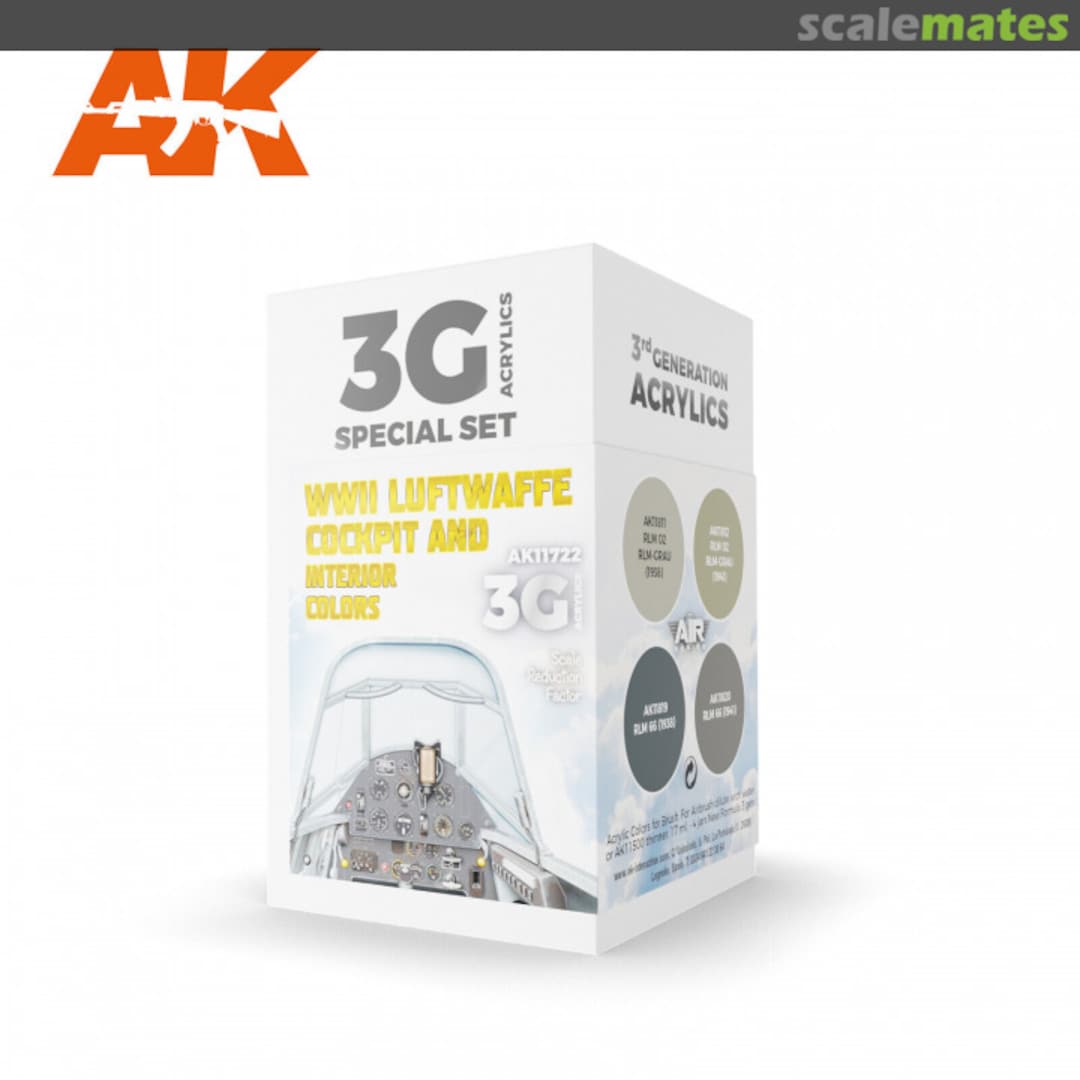 Boxart WWII Luftwaffe Cockpit & Interior Acrylic Paint Set  AK 3rd Generation - Air