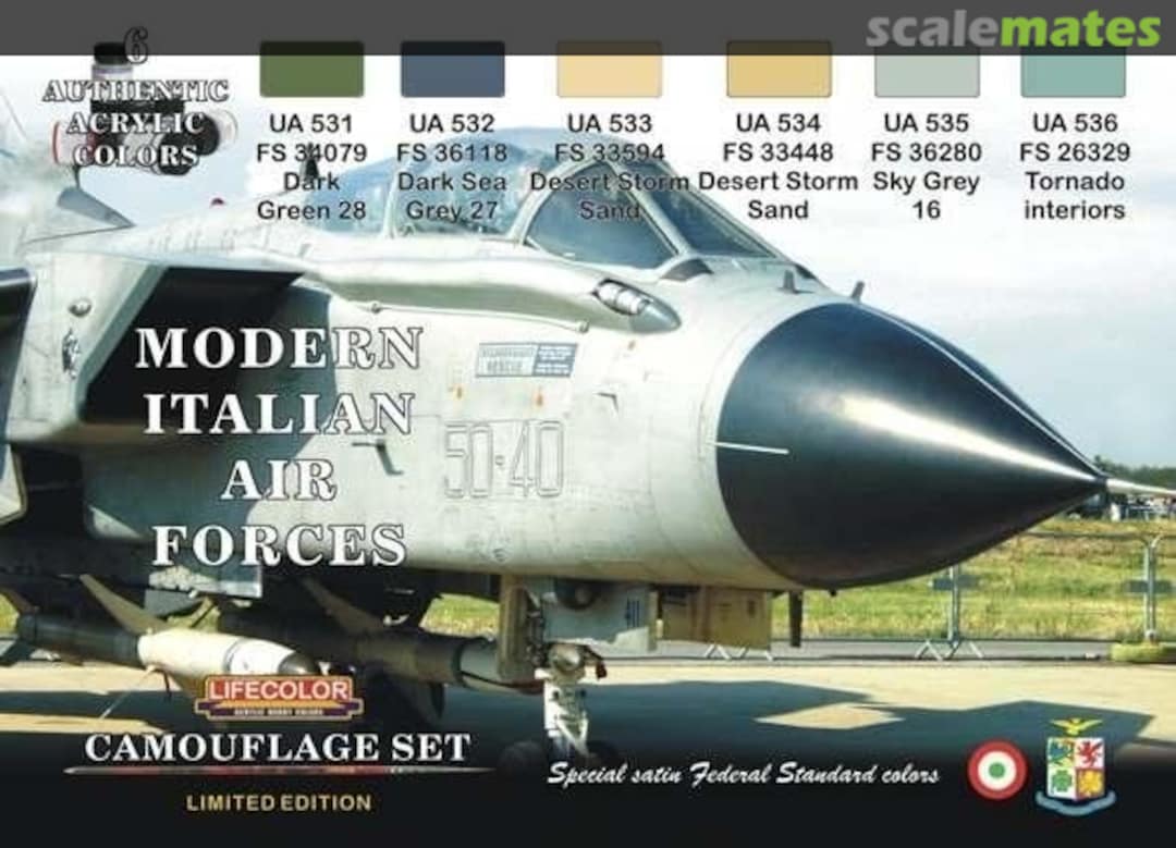 Boxart LifeColor Modern Italian Air Forces Set UA 531, UA 532, UA 533, UA 534, Lifecolor