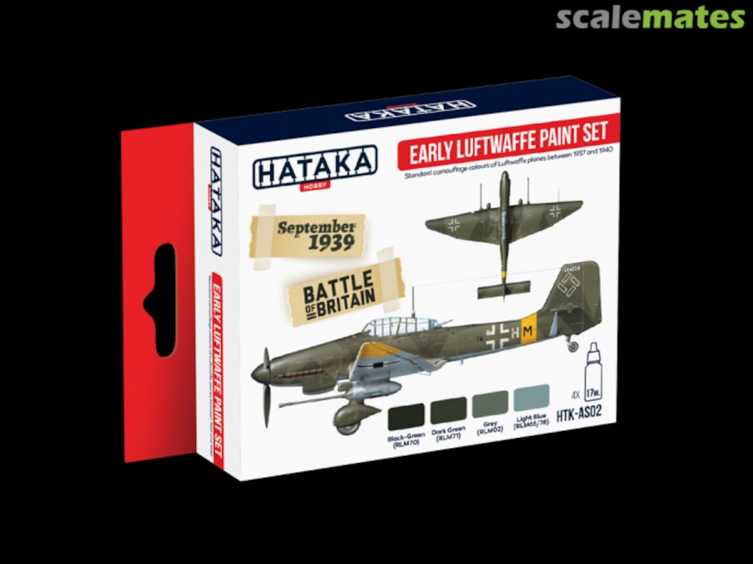 Boxart Acrylic Early Luftwaffe Paint Set  Hataka Hobby Red Line