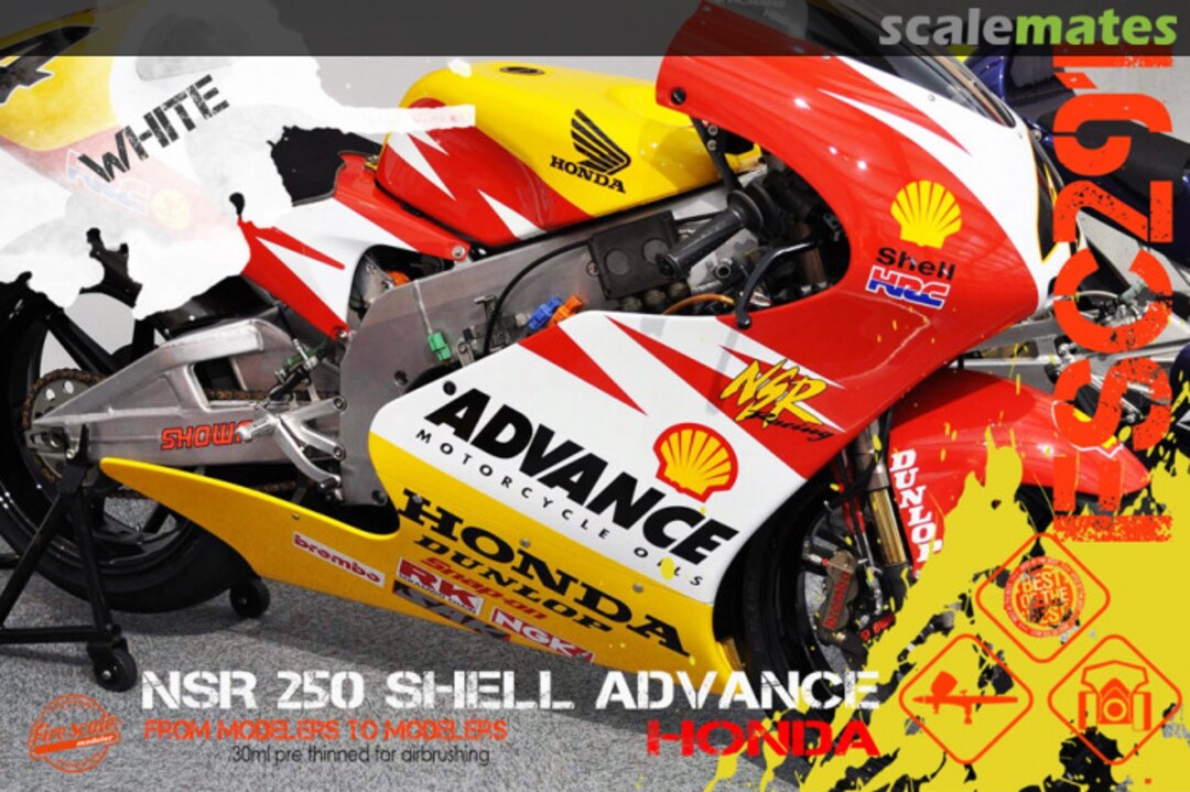 Boxart NSR 250 Shell Advance Honda - White  Fire Scale Colors