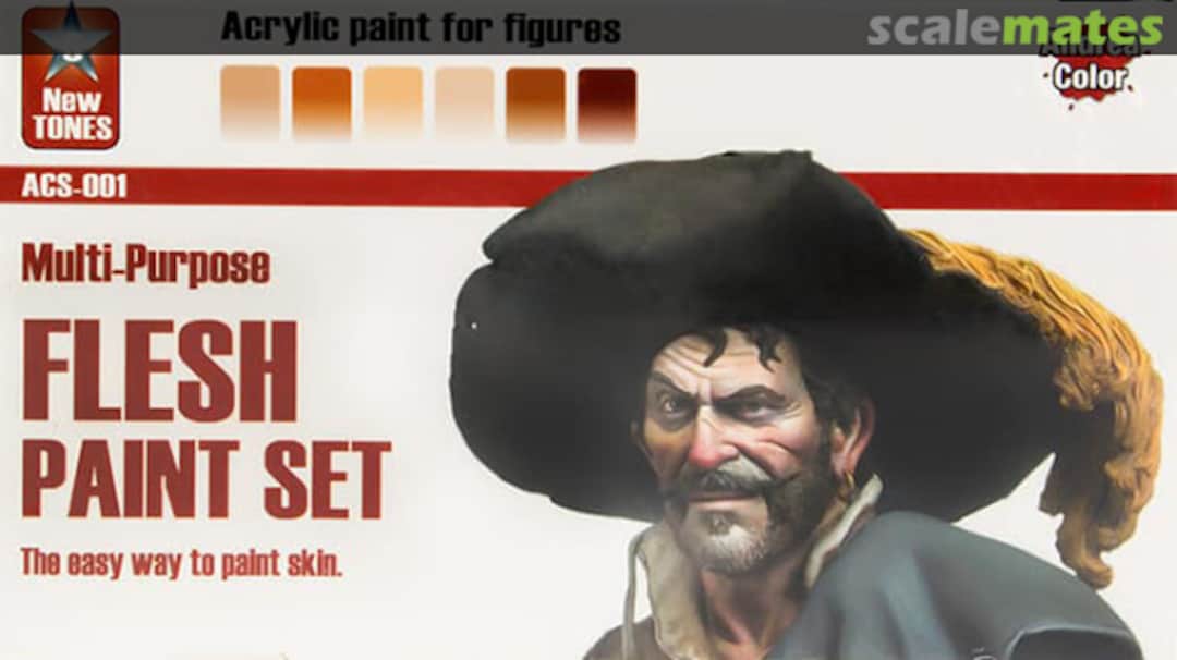 Boxart Flesh Paint Set (6x17ml) (2 Bases, 2 Lights, 2 Shadow) ACS-001 Andrea Color