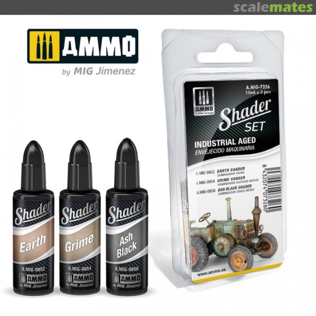 Boxart SHADER Set Industrial Aged A.MIG-7326 Ammo by Mig Jimenez
