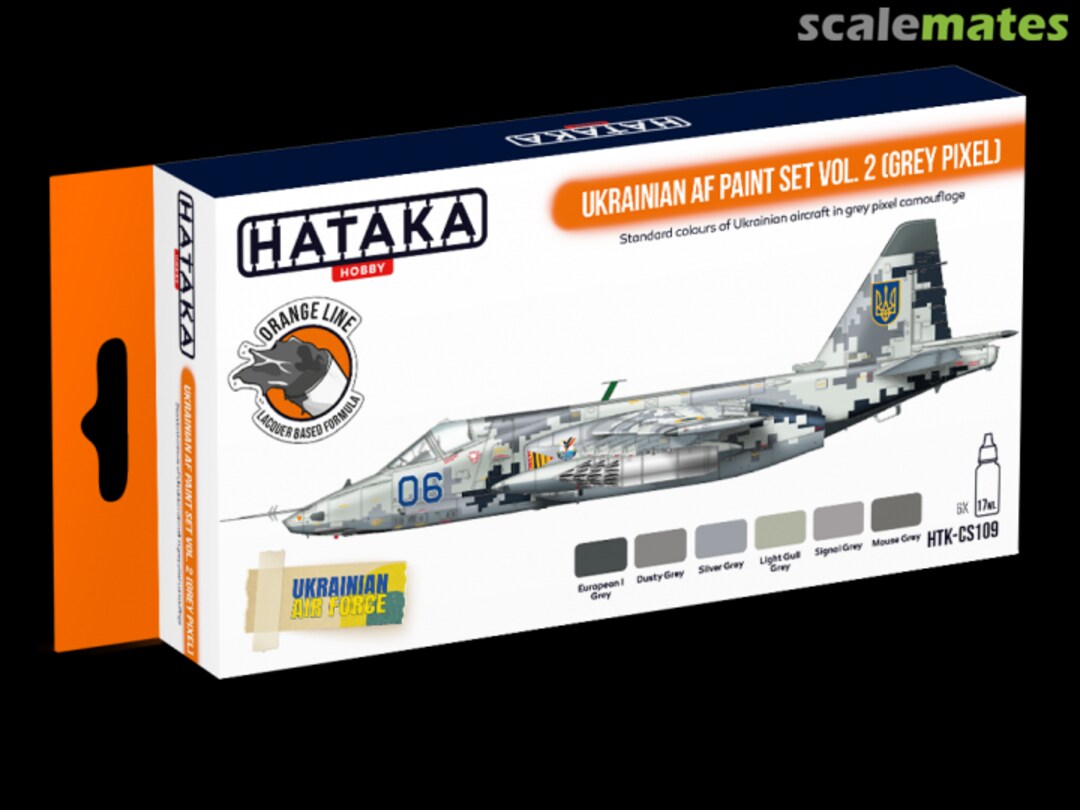 Boxart Ukrainian AF paint set vol. 2 (Grey Pixel) HTK-CS109 Hataka Hobby Orange Line