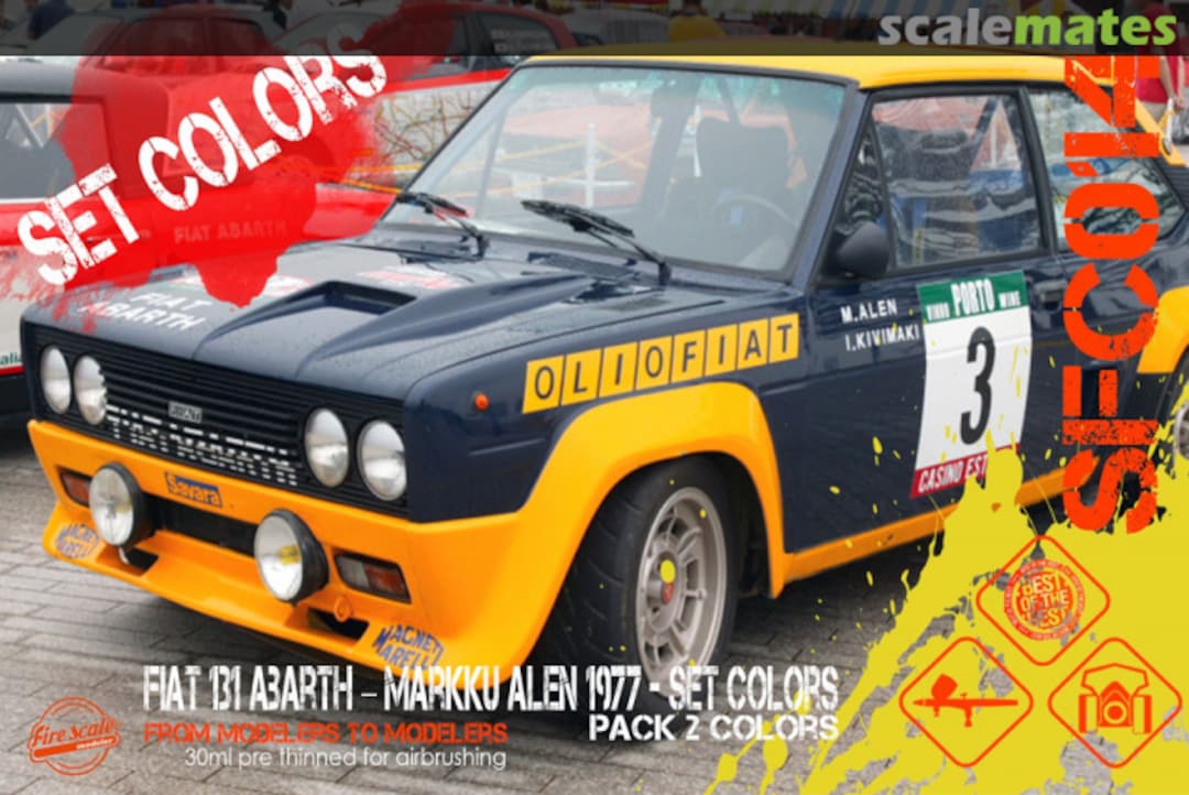 Boxart Fiat 131 Abarth Markku Alen 1977 - Set Colors  Fire Scale Colors