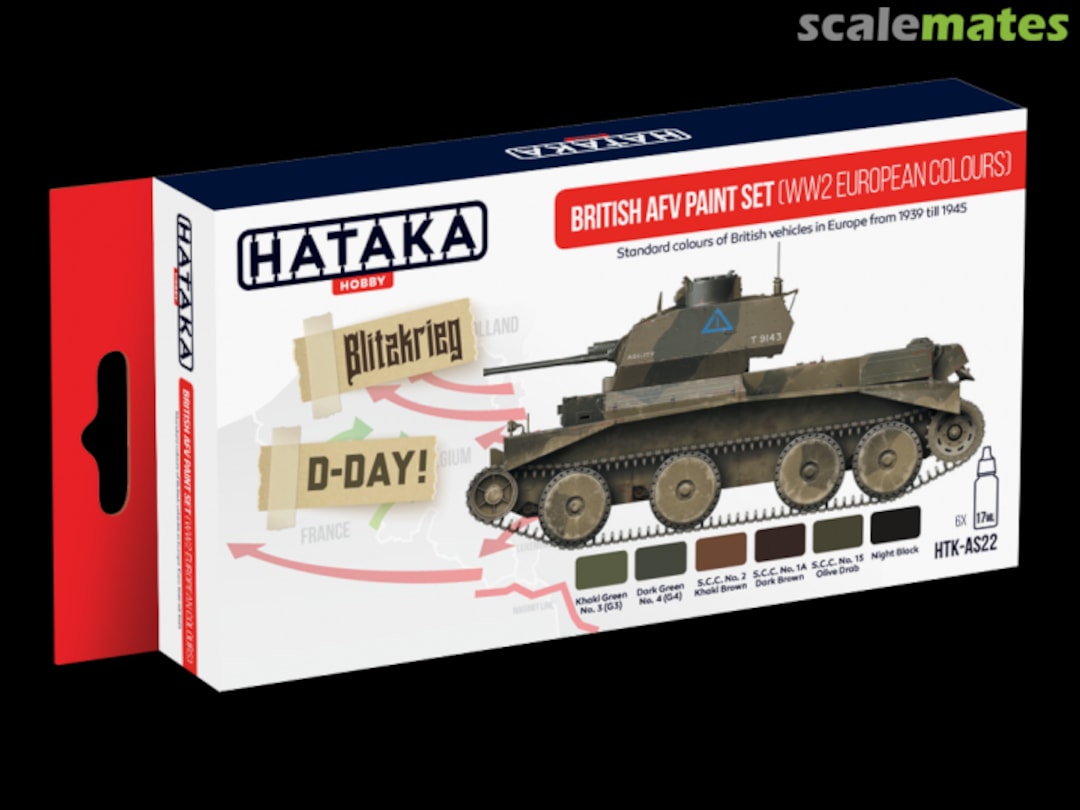Boxart British AFV paint set (WW2 European colours) HTK-AS22 Hataka Hobby Red Line