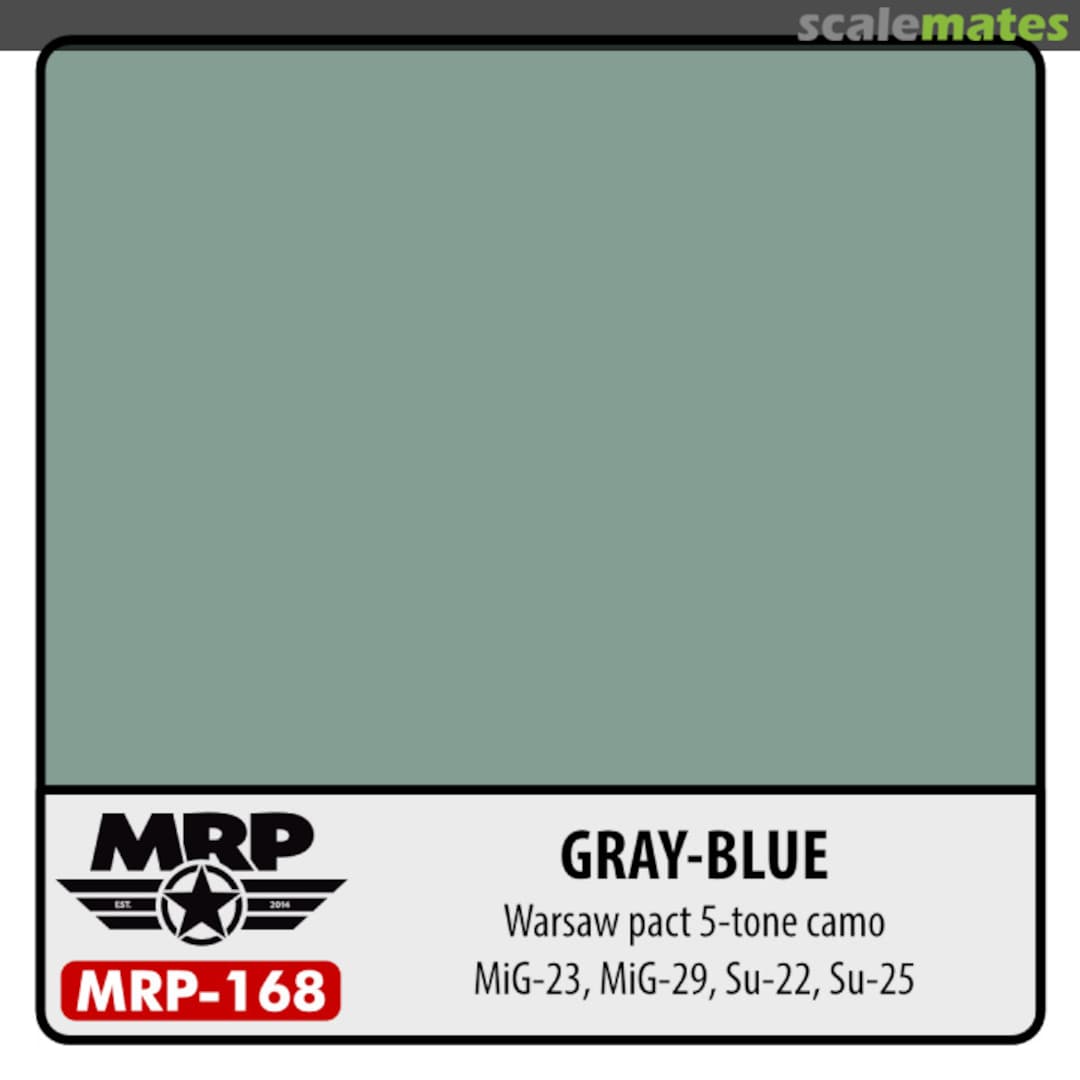 Boxart Grey Blue (Mig-23, Mig-29, Su-22, Su-25) Warsaw Pact 5-tone Camo MR.Paint Boxart Grey Blue (Mig-23, Mig-29, Su-22, Su-25) Warsaw Pact 5-tone Camo MR.Paint