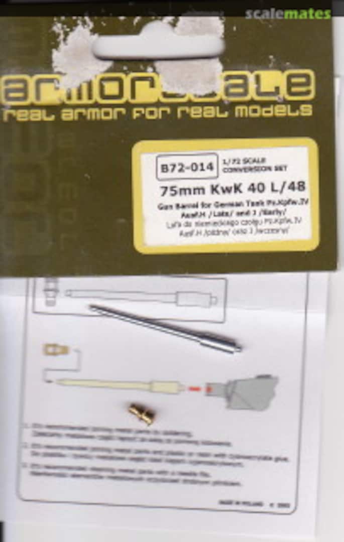 Boxart 75mm KwK 40L/48 B72-014 Armorscale Boxart 75mm KwK 40L/48 B72-014 Armorscale