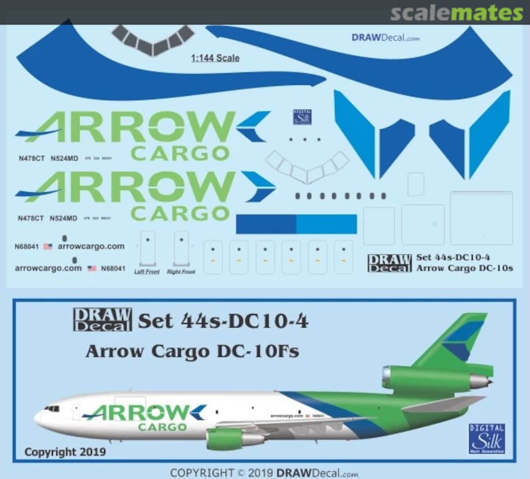 Boxart Arrow Cargo DC-10-30Fs 44-DC10-4 Draw Decal Boxart Arrow Cargo DC-10-30Fs 44-DC10-4 Draw Decal
