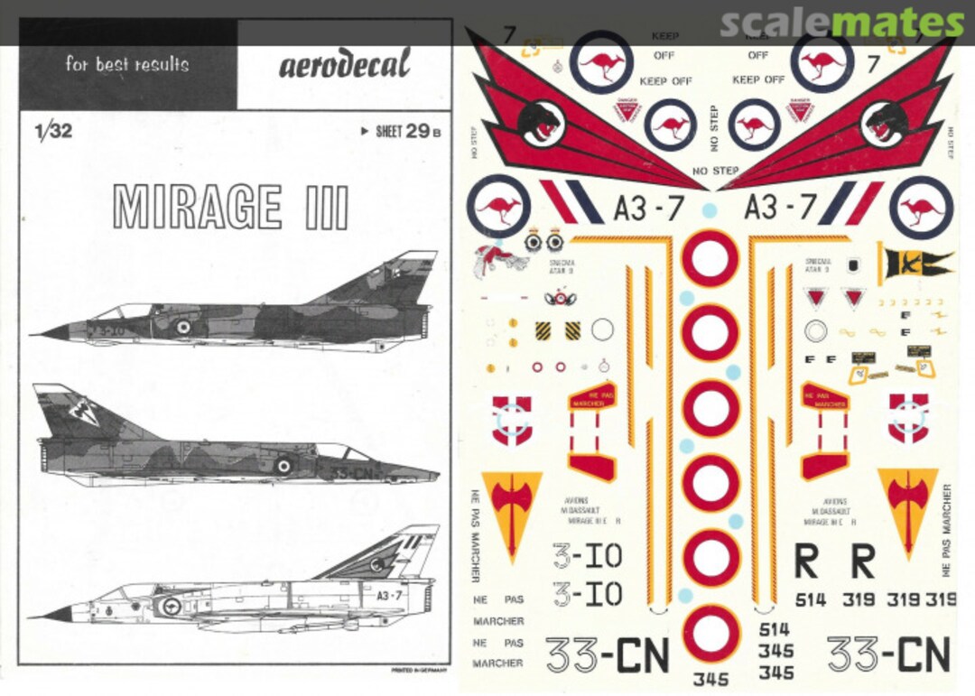 Boxart Mirage III 29B Aerodecal Boxart Mirage III 29B Aerodecal