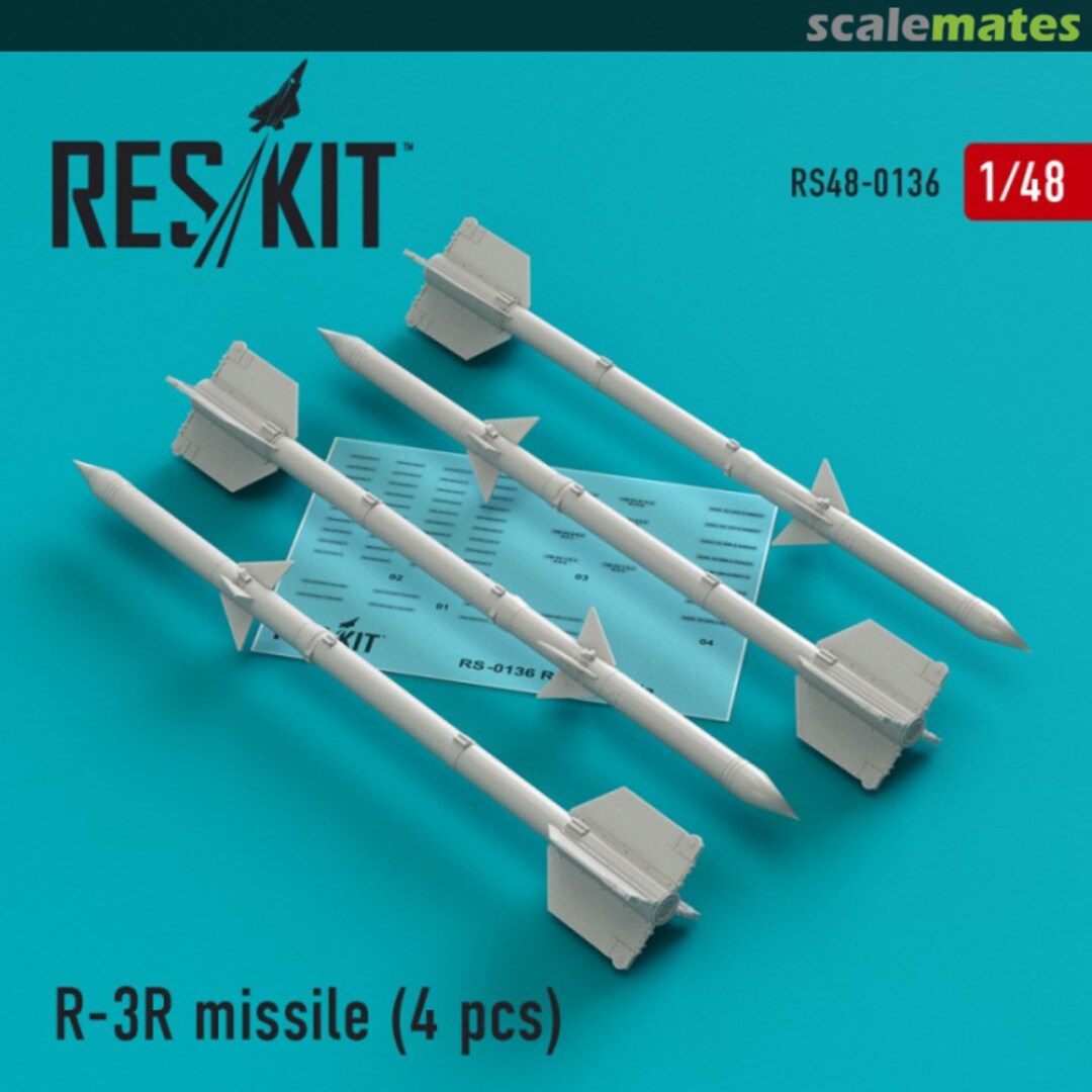 Boxart R-3R missiles for MiG-21/23 (4 pcs) RS48-0136 ResKit Boxart R-3R missiles for MiG-21/23 (4 pcs) RS48-0136 ResKit