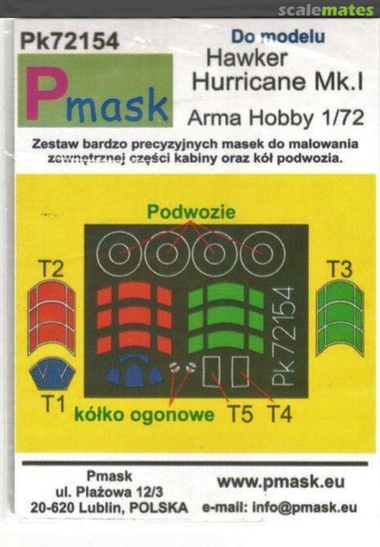 Boxart Maski do kabin Hawker Hurricane Mk.I (Arma Hobby) PK72154Y Pmask Boxart Maski do kabin Hawker Hurricane Mk.I (Arma Hobby) PK72154Y Pmask