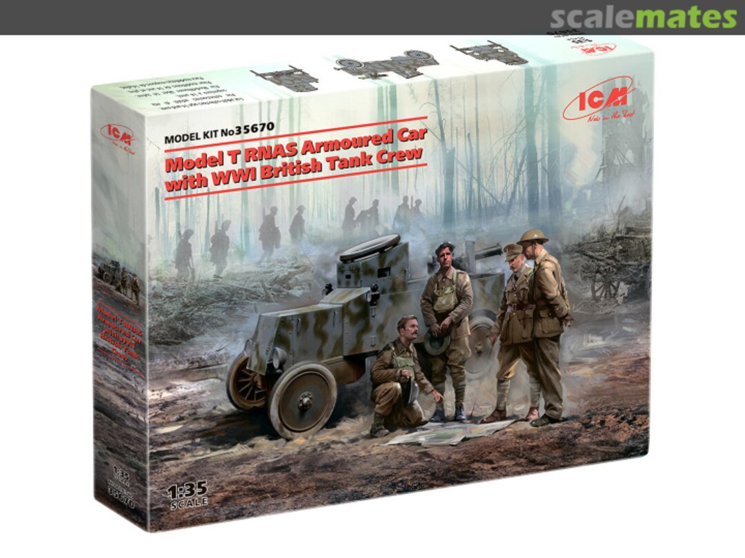 Boxart Model T RNAS Armoured Car with WWI British Tank crew 35670 ICM Boxart Model T RNAS Armoured Car with WWI British Tank crew 35670 ICM