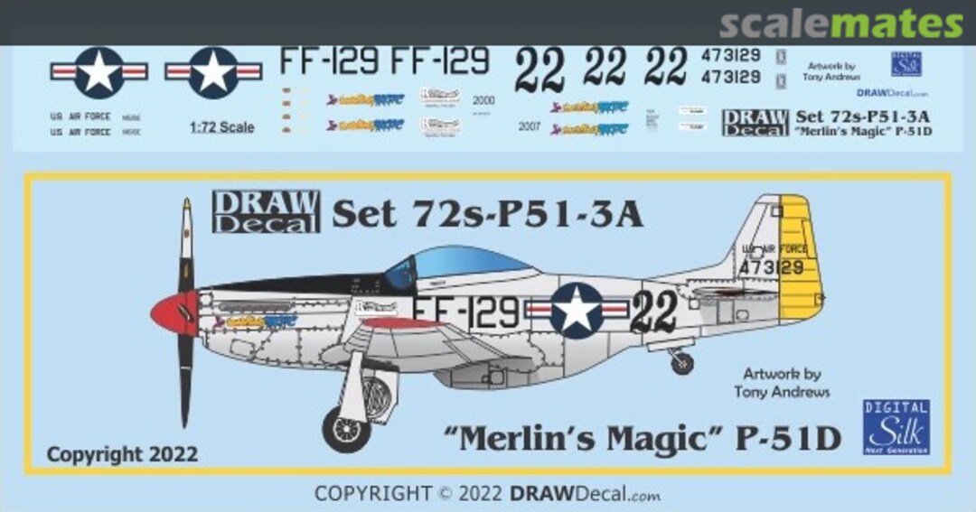 Boxart “Merlin’s Magic” P-51D 72-P51-03A Draw Decal Boxart “Merlin’s Magic” P-51D 72-P51-03A Draw Decal