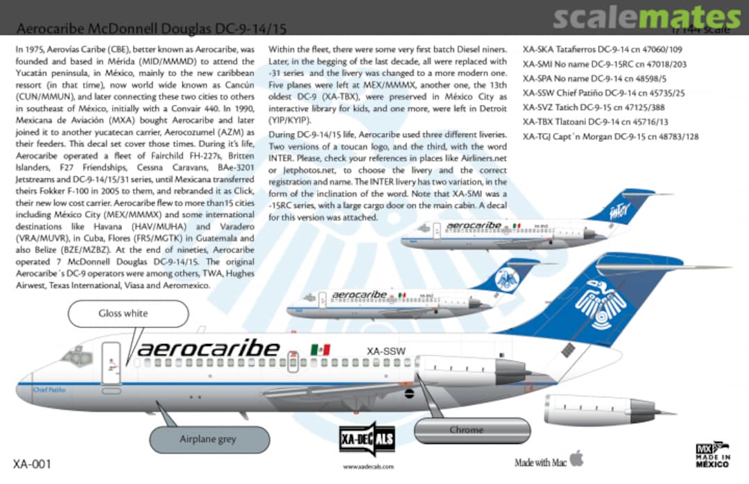 Boxart McDonnell Douglas DC-9-14/15 XA-001 XA-DECALS Boxart McDonnell Douglas DC-9-14/15 XA-001 XA-DECALS