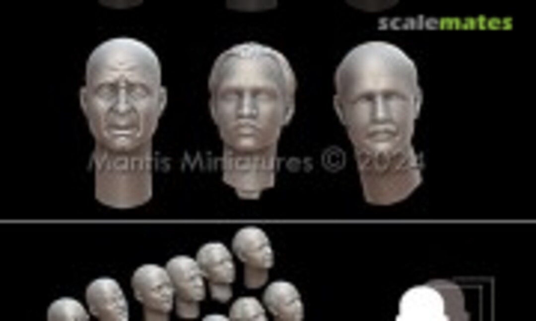 1:35 Head Set 5 Mix - 12 Heads Included (6 Different Faces In Two Sizes) (Mantis Miniatures MAC49) MAC49
