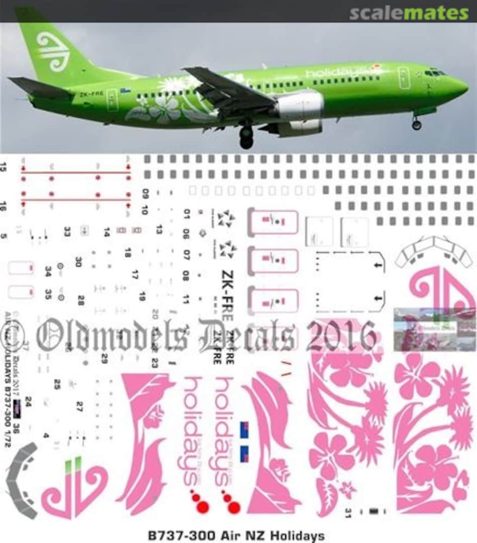 Boxart ANZ Holidays B737-300 OMD0123 Oldmodels Decals Boxart ANZ Holidays B737-300 OMD0123 Oldmodels Decals