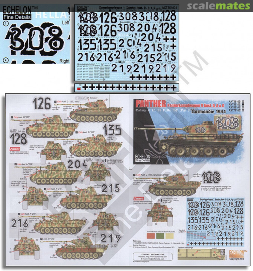 Boxart 12. SS-Pz.Div. Panthers (Pt1) Normandie 1944 AXT351031 Echelon Fine Details Boxart 12. SS-Pz.Div. Panthers (Pt1) Normandie 1944 AXT351031 Echelon Fine Details