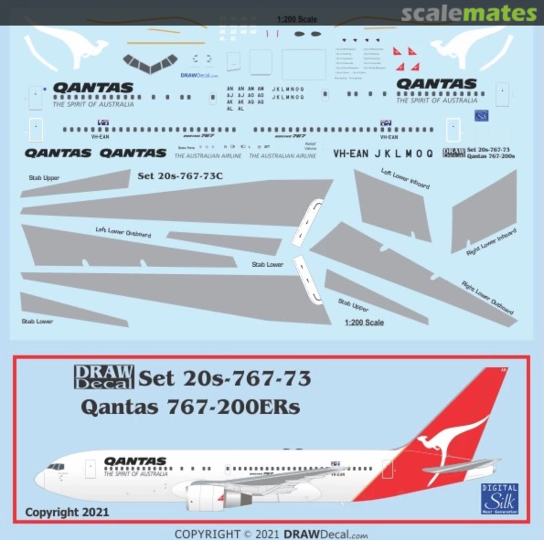 Boxart Qantas 767-200ERs 20-767-73C Draw Decal Boxart Qantas 767-200ERs 20-767-73C Draw Decal