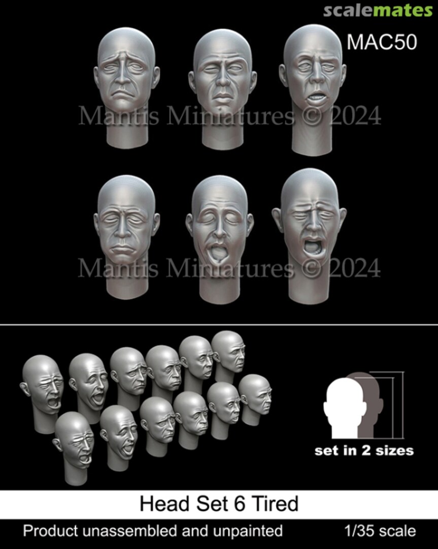 Boxart Head Set 6 Tired MAC50 Mantis Miniatures Boxart Head Set 6 Tired MAC50 Mantis Miniatures