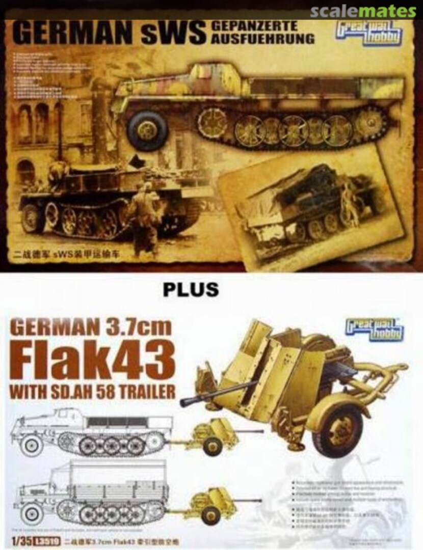 Boxart sWS Gepanzerte Ausfuehrung with 3,7cm Flak 43 & Sd. Ah 58 Trailer L3520c Great Wall Hobby Boxart sWS Gepanzerte Ausfuehrung with 3,7cm Flak 43 & Sd. Ah 58 Trailer L3520c Great Wall Hobby