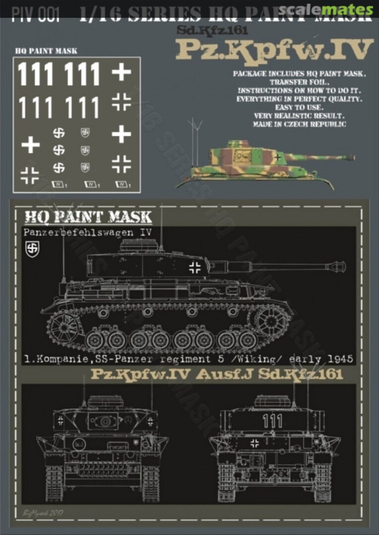 Boxart Pz.Kpfw.IV Ausf.J Panzerbefehlswagen 1. Kompanie SS-Pz. Reg. 5 Wiking Early 1945 Paint Mask PIV 001 HQ-Masks