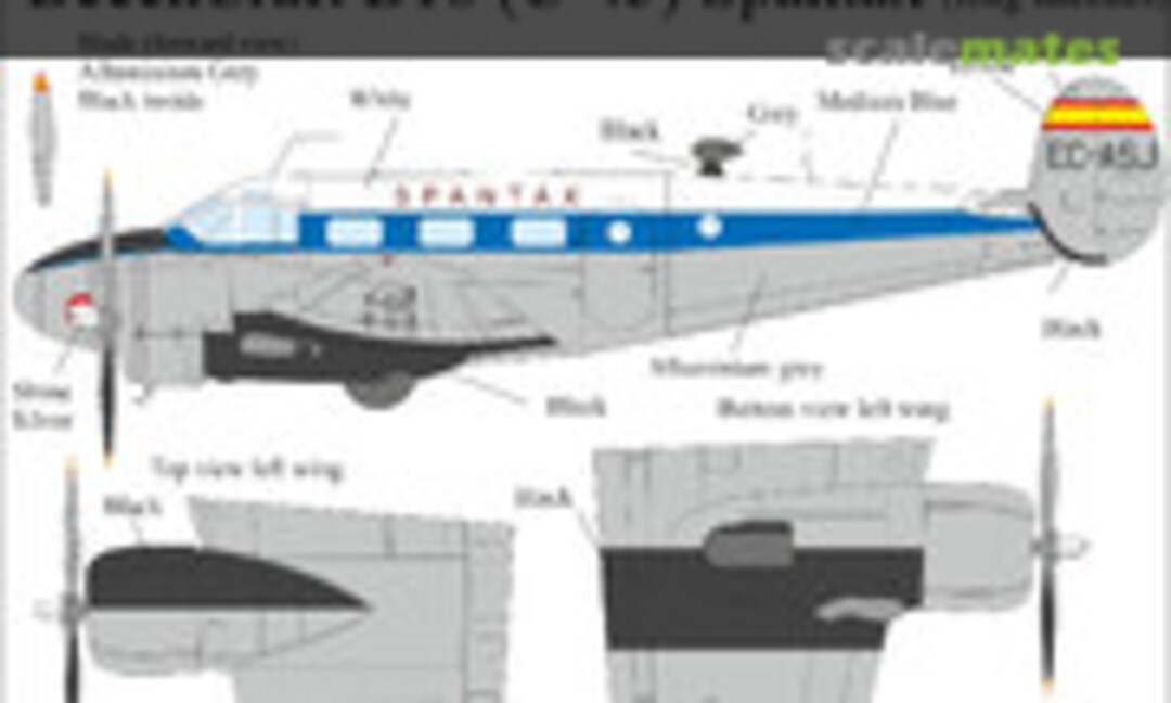 1:72 Beechcraft B18 (C-45) Spantax with long nacelles (UpRise Decal UR73132) UR73132