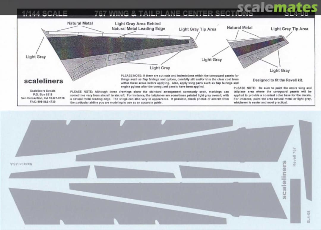 Boxart 767 Wing & Tailplane Centre Sections SL4-08 Scaleliners Decals Boxart 767 Wing & Tailplane Centre Sections SL4-08 Scaleliners Decals