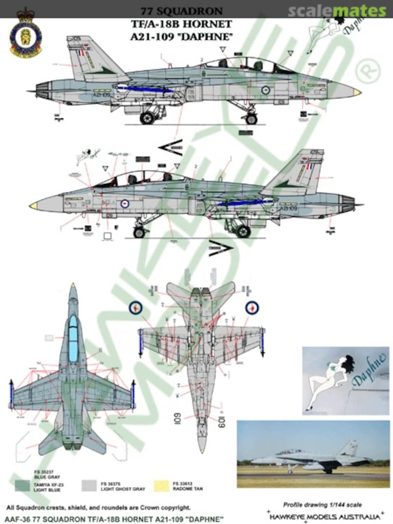 Boxart RAAF F/A-18B Hornet, 77 Sqn. A21-109 "Daphne" AAF-036 Hawkeye Models Boxart RAAF F/A-18B Hornet, 77 Sqn. A21-109 "Daphne" AAF-036 Hawkeye Models