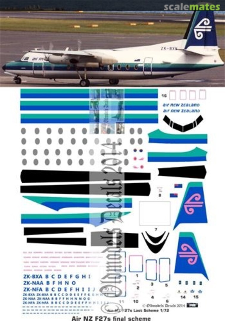 Boxart Air New Zealand F27 Final scheme OMD0128 Oldmodels Decals Boxart Air New Zealand F27 Final scheme OMD0128 Oldmodels Decals